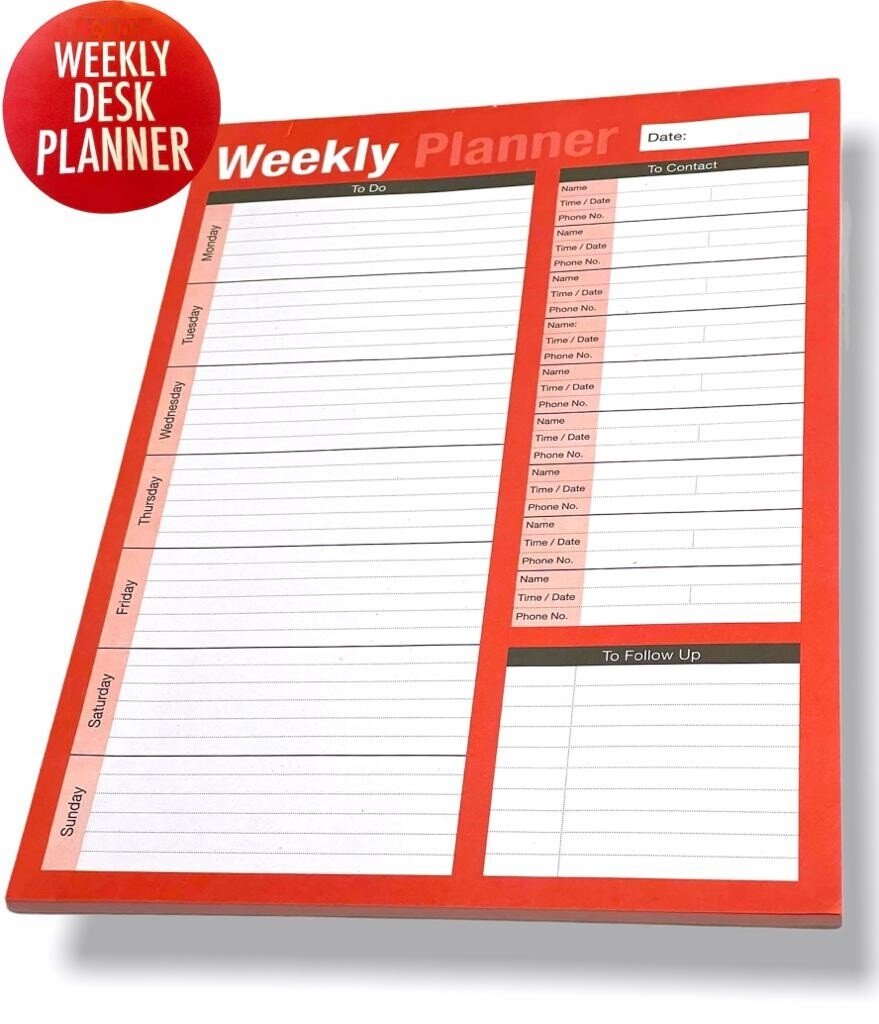 A4 Weekly Planner To Do List Desk NotePad Meal Plan Home Office Tear Off Sheets