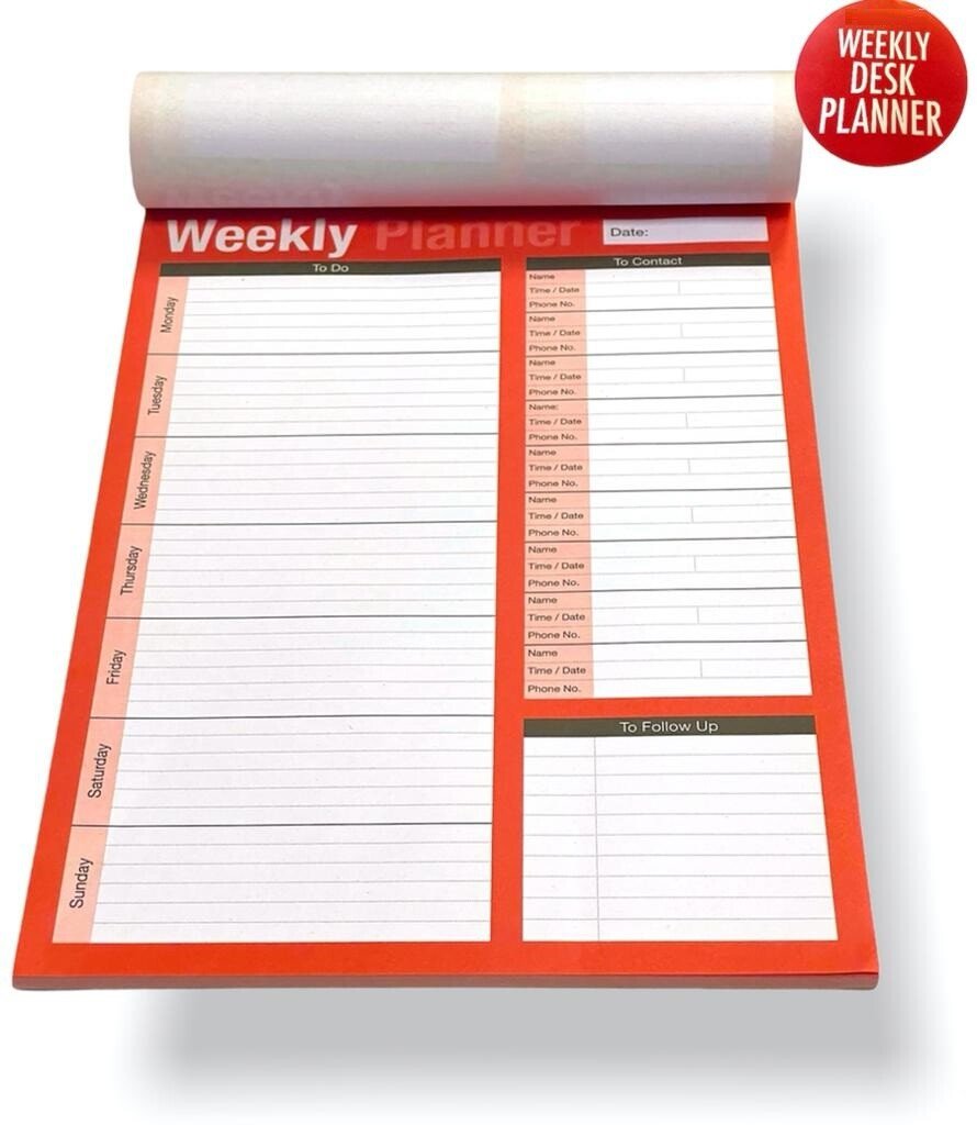 A4 Weekly Planner To Do List Desk NotePad Meal Plan Home Office Tear Off Sheets
