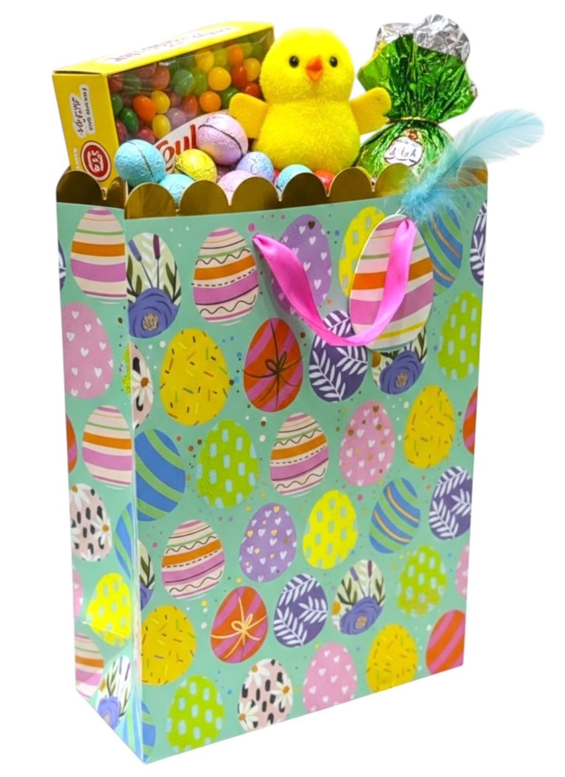 4 Pcs Large Easter Wreath Luxury Present Gift Bags Easter Egg Gift Bag with Tag
