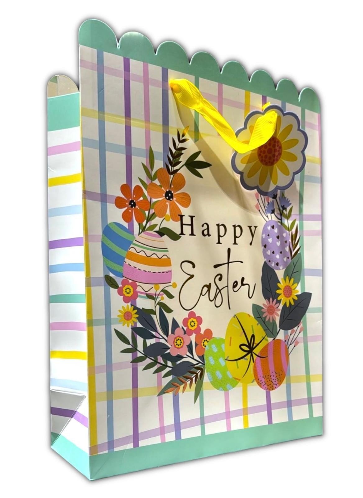 4 Pcs Large Easter Wreath Luxury Present Gift Bags Easter Egg Gift Bag with Tag