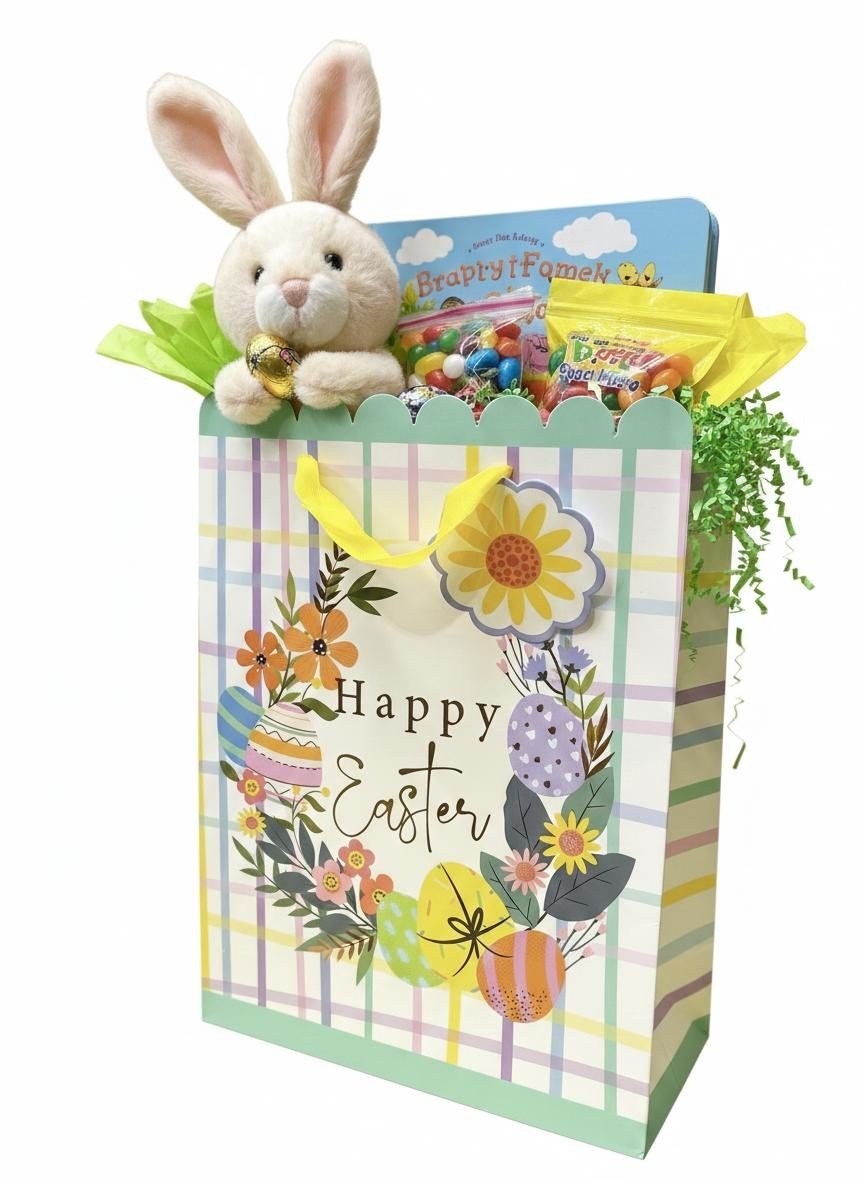 4 Pcs Large Easter Wreath Luxury Present Gift Bags Easter Egg Gift Bag with Tag