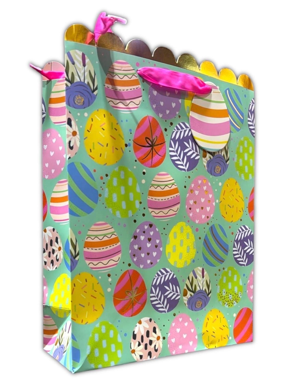 4 Pcs Large Easter Wreath Luxury Present Gift Bags Easter Egg Gift Bag with Tag