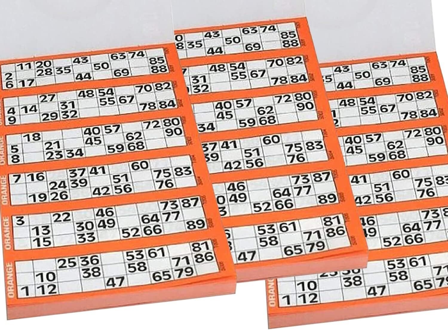 12 x Jumbo Bingo Flyers Tickets Pad Of 600 6 To View, All Colours 1-90 sheets
