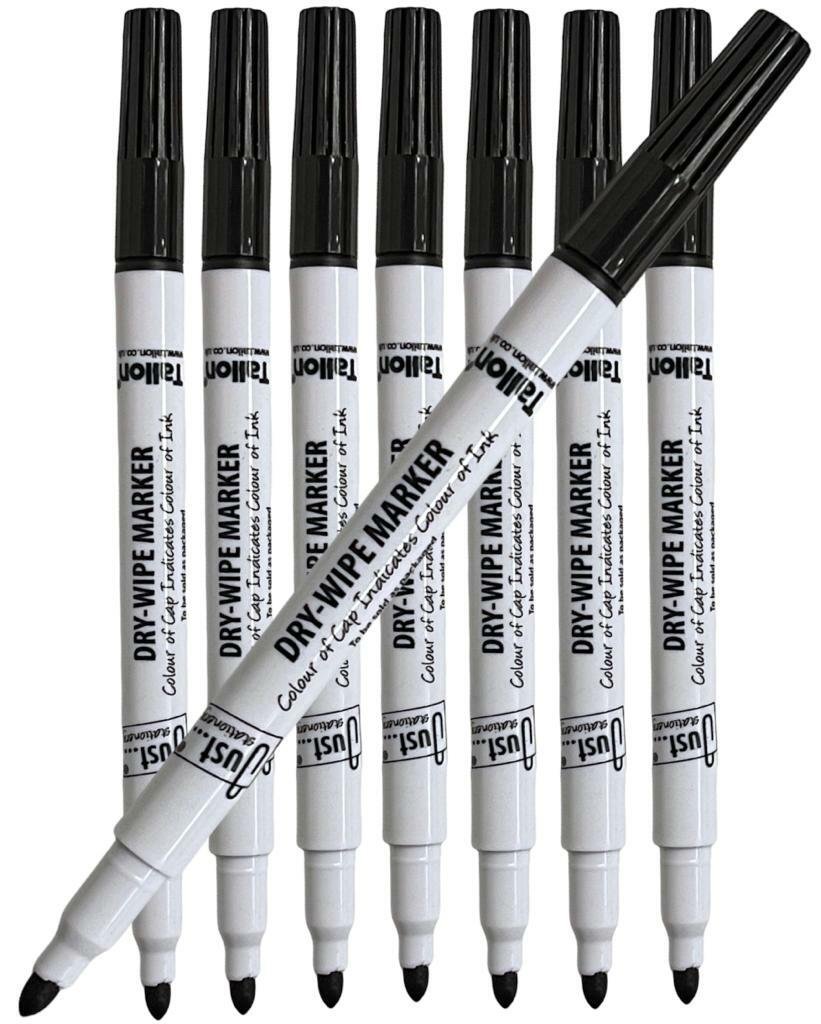 4 / 8 DRY WIPE BLACK BULLET TIP Premium Marker pens White Board Drywipe Markers