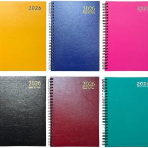 2026 A5 Week To View Diary Spiral Hardback Full Year Planner Desk Wiro Organiser