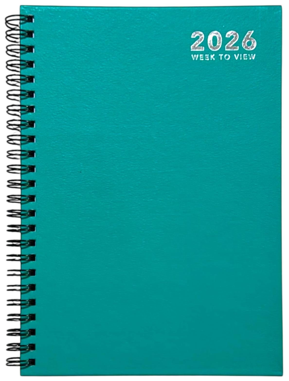 2026 A5 Week To View Diary Spiral Hardback Full Year Planner Desk Wiro Organiser