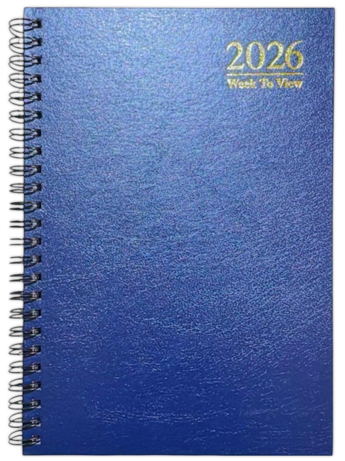 2026 A5 Week To View Diary Spiral Hardback Full Year Planner Desk Wiro Organiser