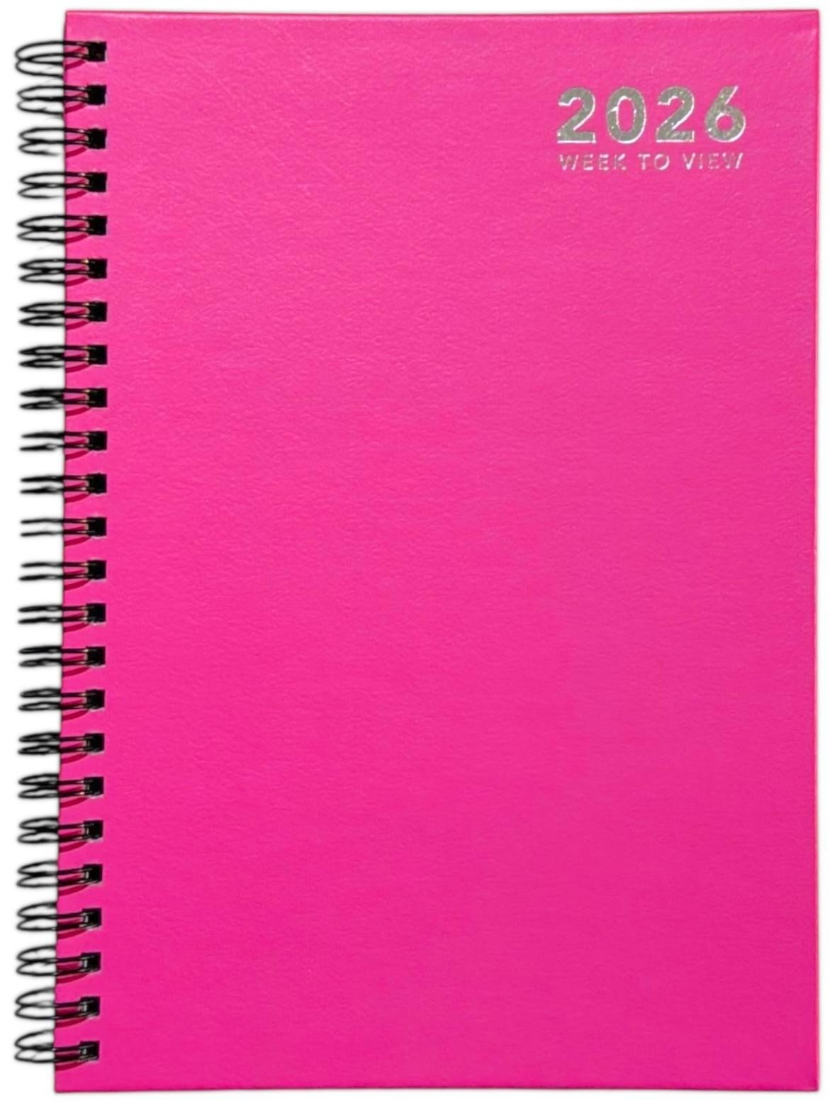 2026 A5 Week To View Diary Spiral Hardback Full Year Planner Desk Wiro Organiser