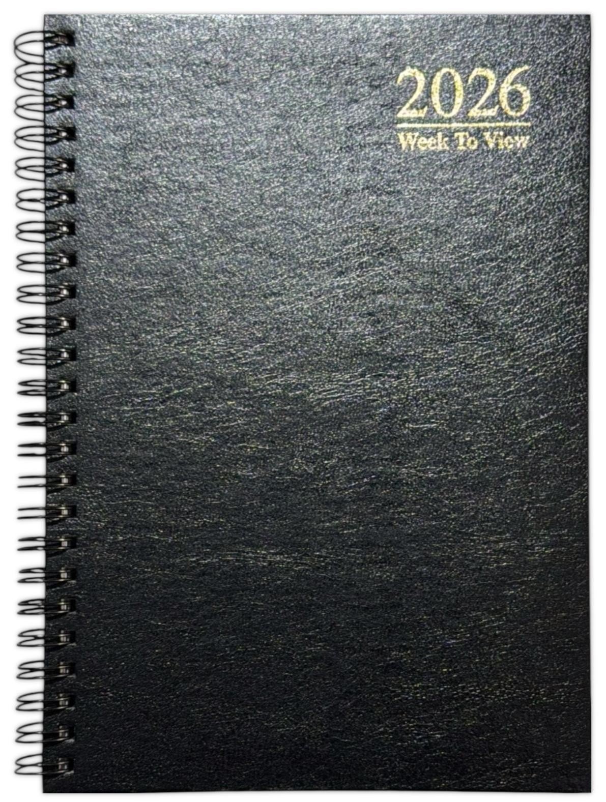 2026 A5 Week To View Diary Spiral Hardback Full Year Planner Desk Wiro Organiser