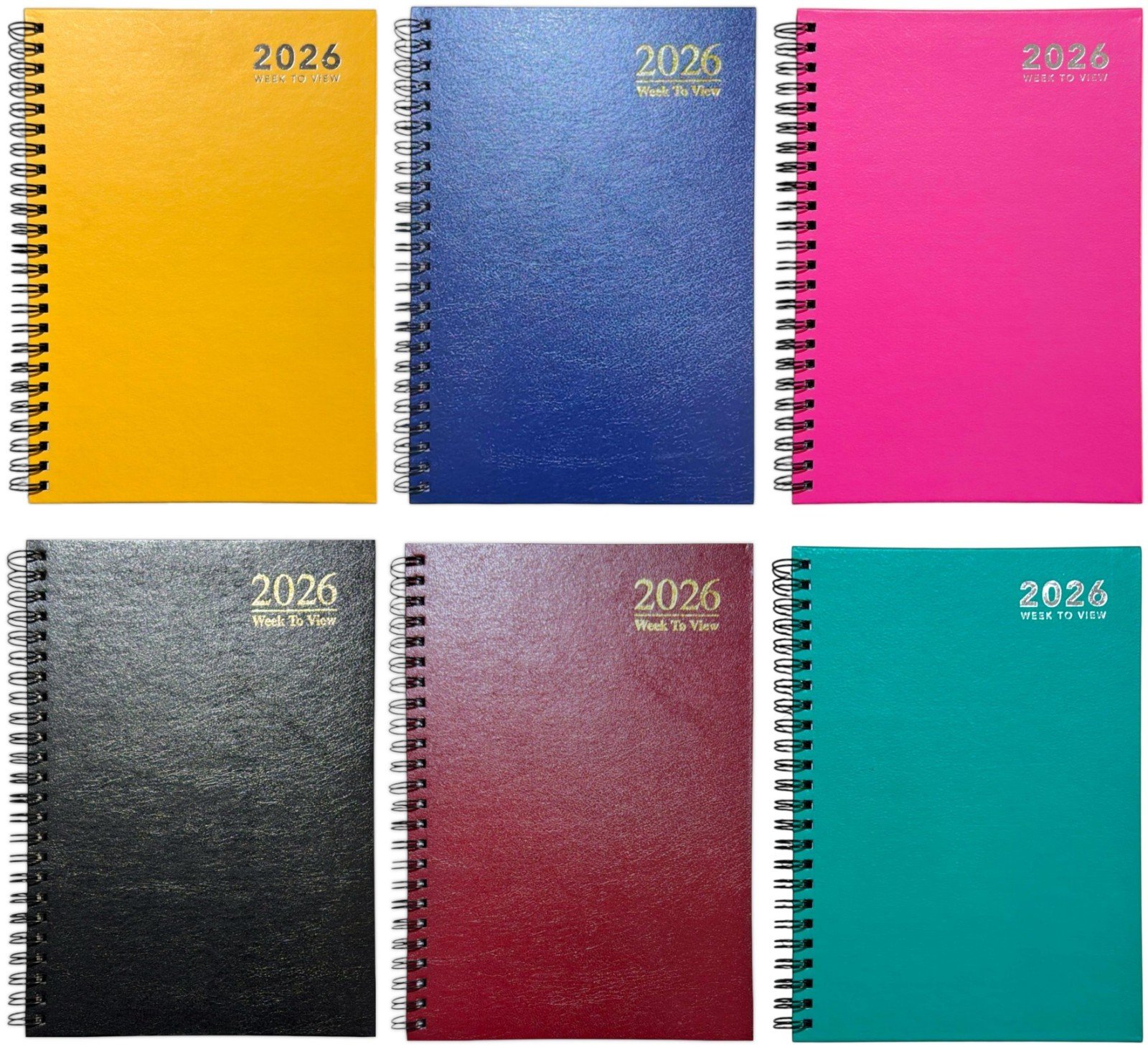 2026 A5 Week To View Diary Spiral Hardback Full Year Planner Desk Wiro Organiser