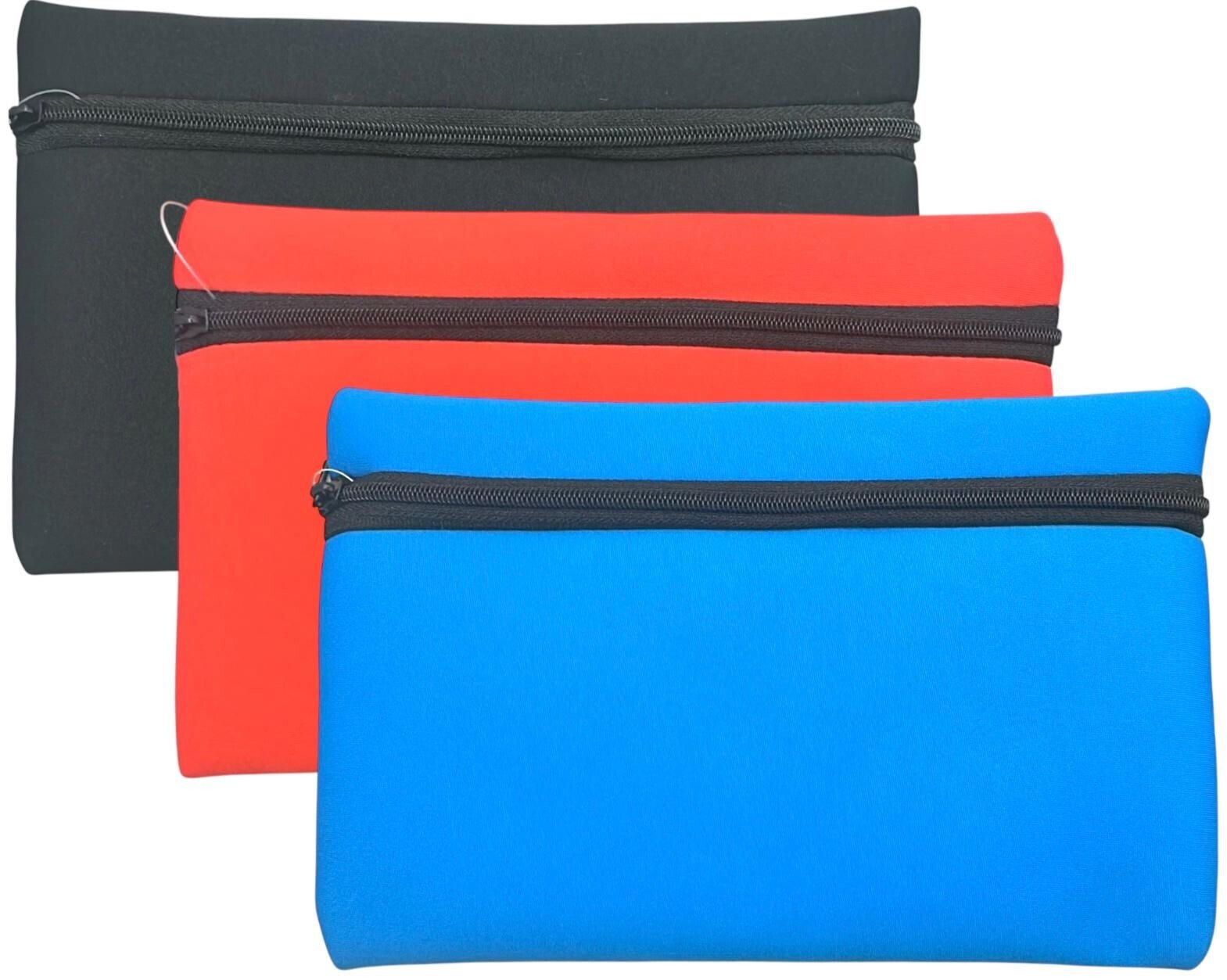 Plain School Pen Pencil Case Kids Junior Office Stationary Zip Neoprene Fabric
