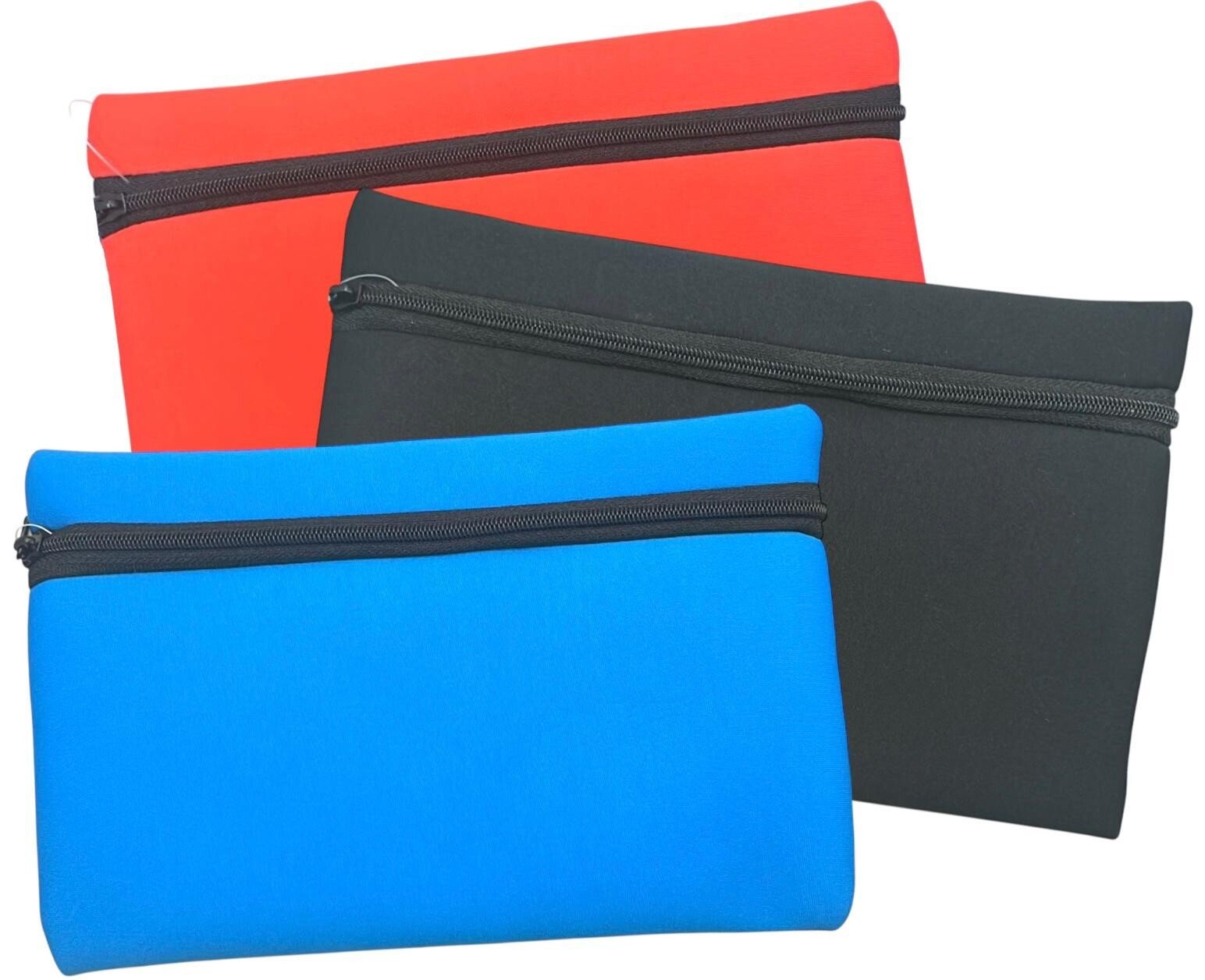 Plain School Pen Pencil Case Kids Junior Office Stationary Zip Neoprene Fabric
