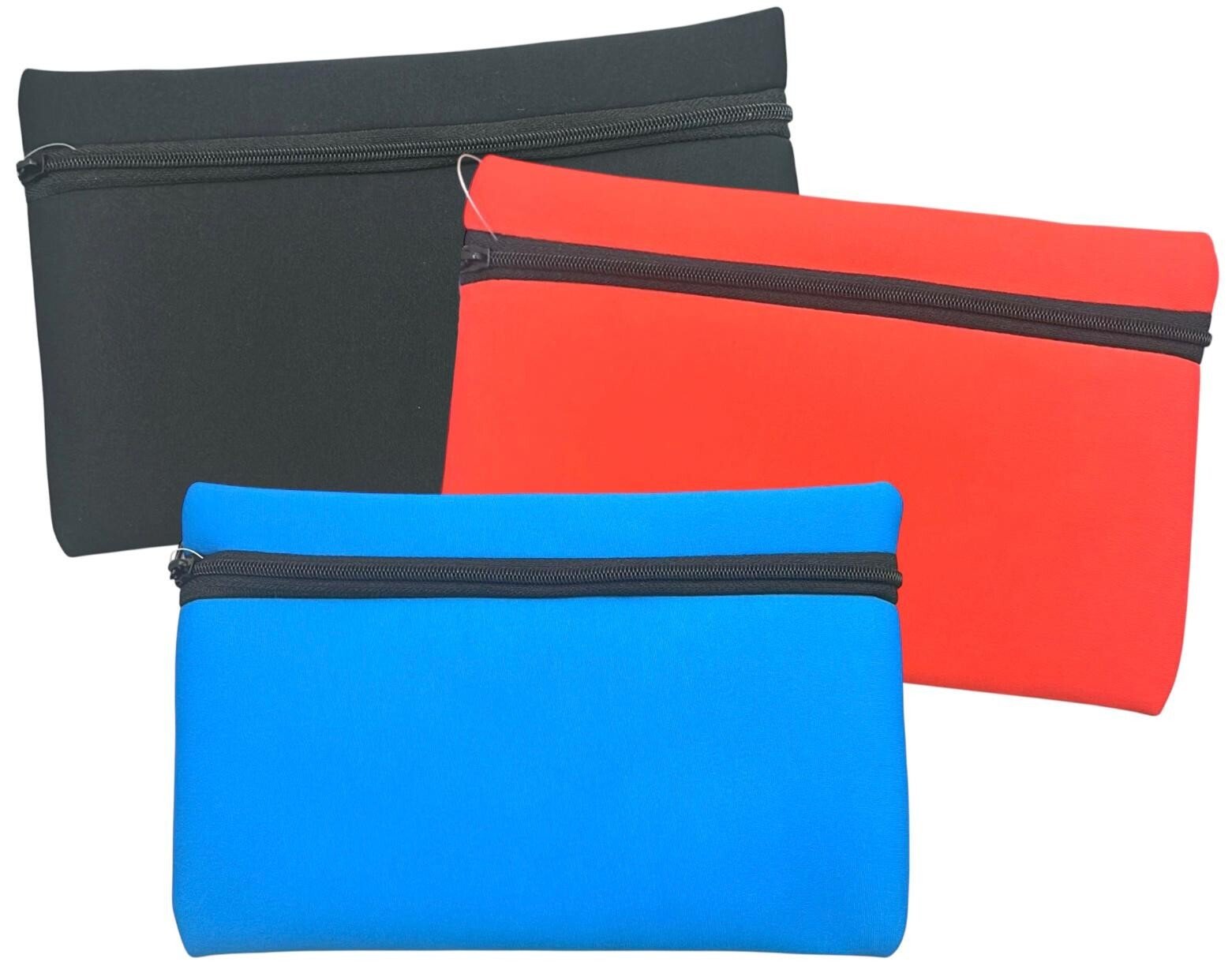 Plain School Pen Pencil Case Kids Junior Office Stationary Zip Neoprene Fabric