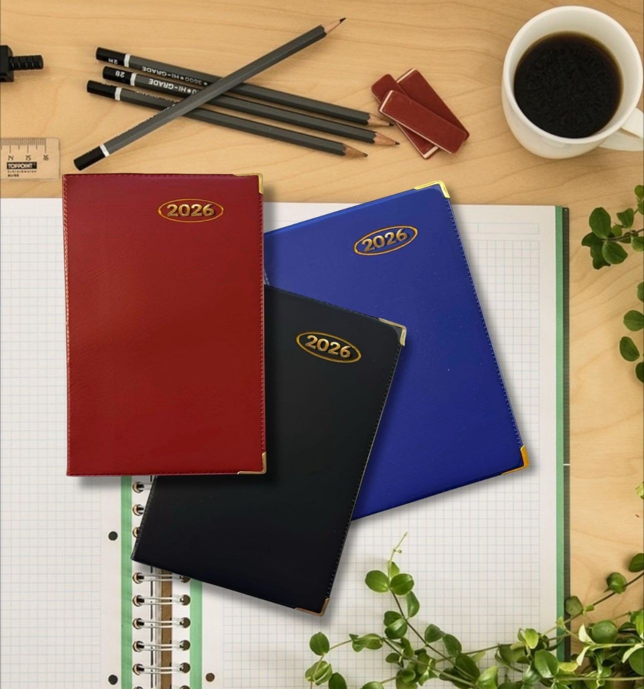 2026 diary A4/A5/A6 Page a Day/Week to View Diary Hardback Case bound Back Cover