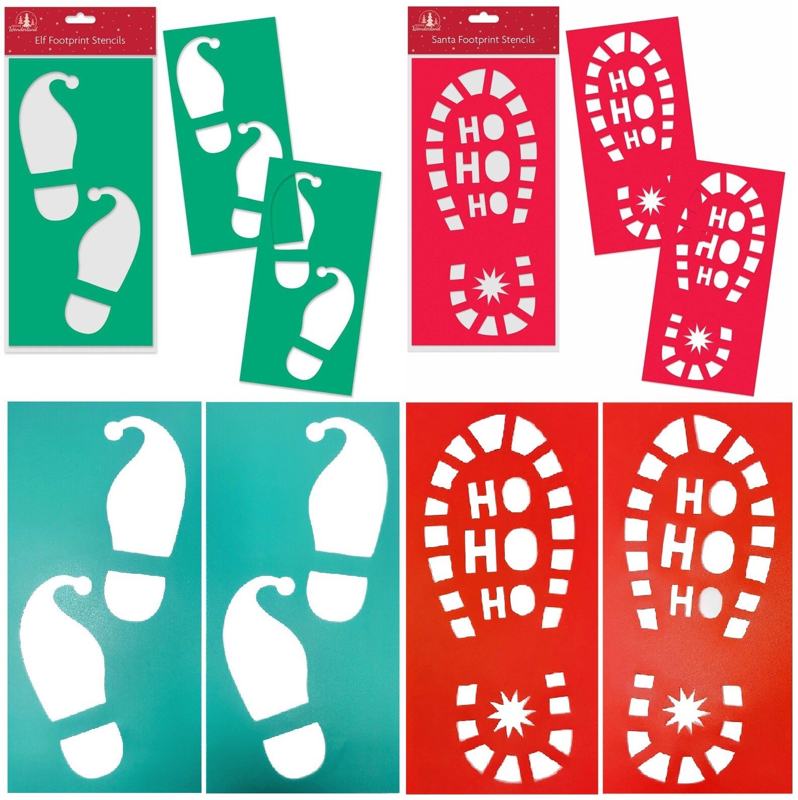 Christmas Santa Footprint Stencils Elf Father Christmas Boots Stencil - Plastic