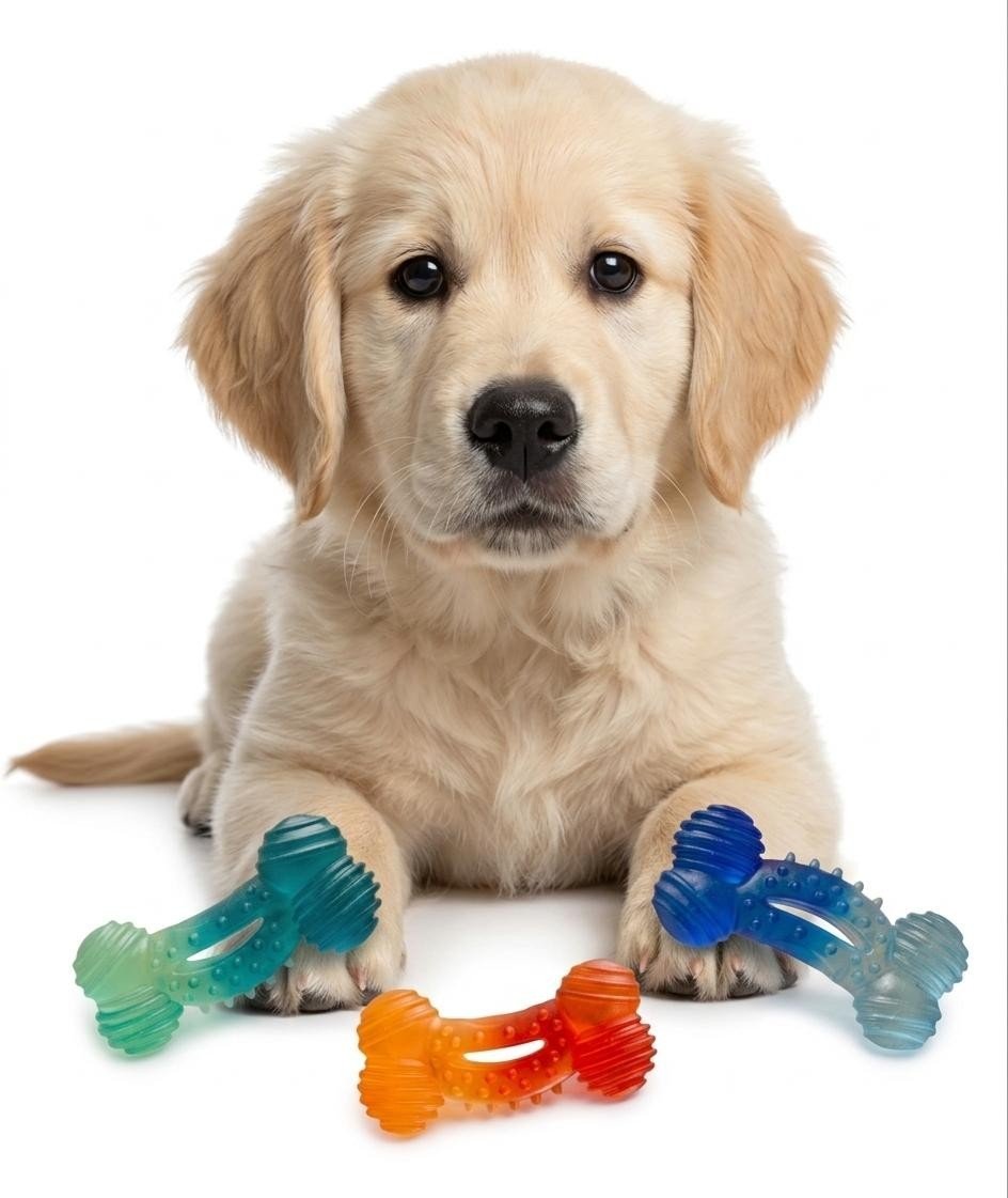 Dog Toy Puppy Chew Toy Squeaky Bone Puppy Teething Relief Aid Doggy Gift -2 Pack