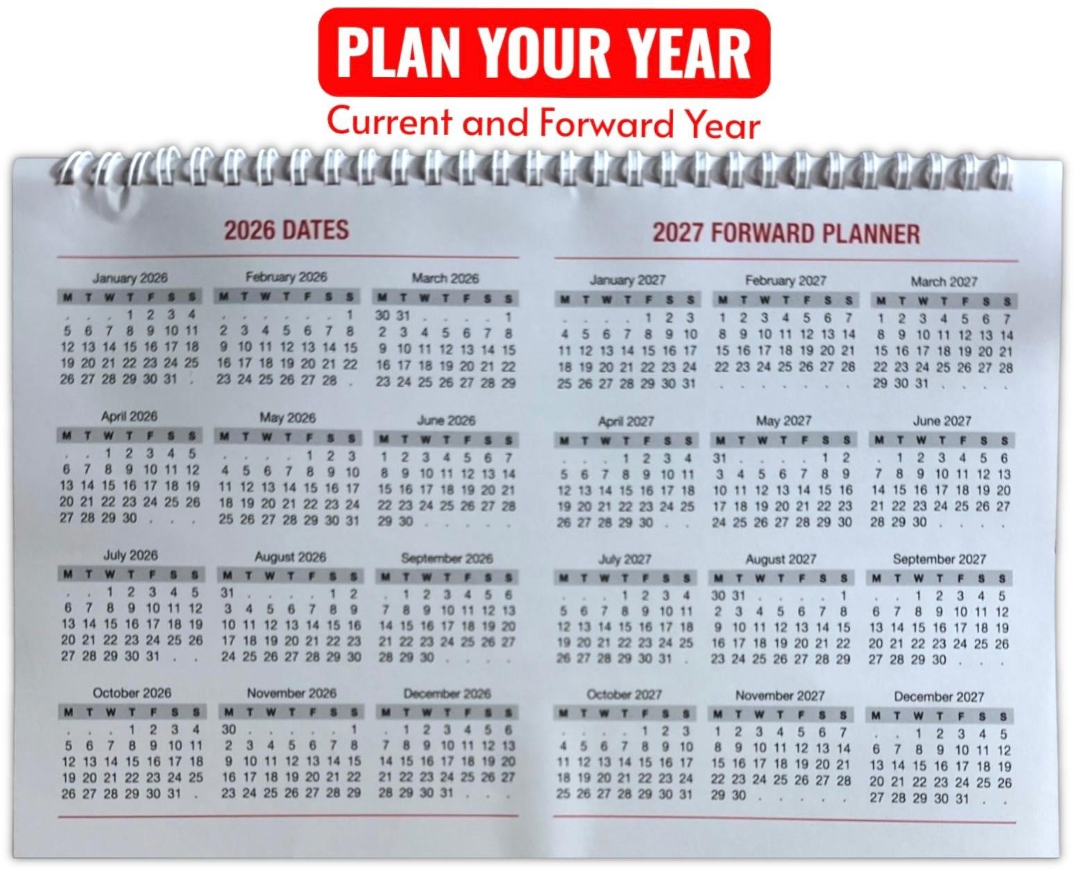 2026 Week To View Stand Up Desk Home Office Top Calendar Planner R & W
