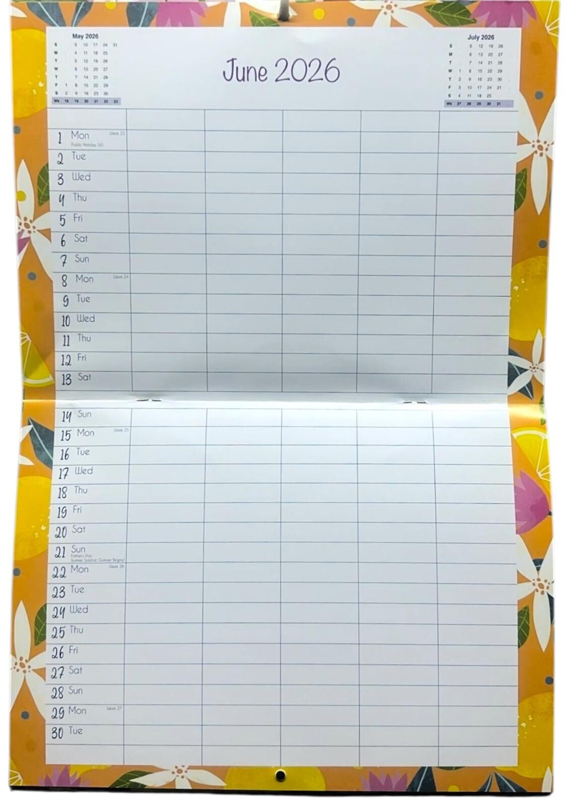 2026 Calendar Wall Monthly Planner Staff Rota Family Organiser Floral Home Decor