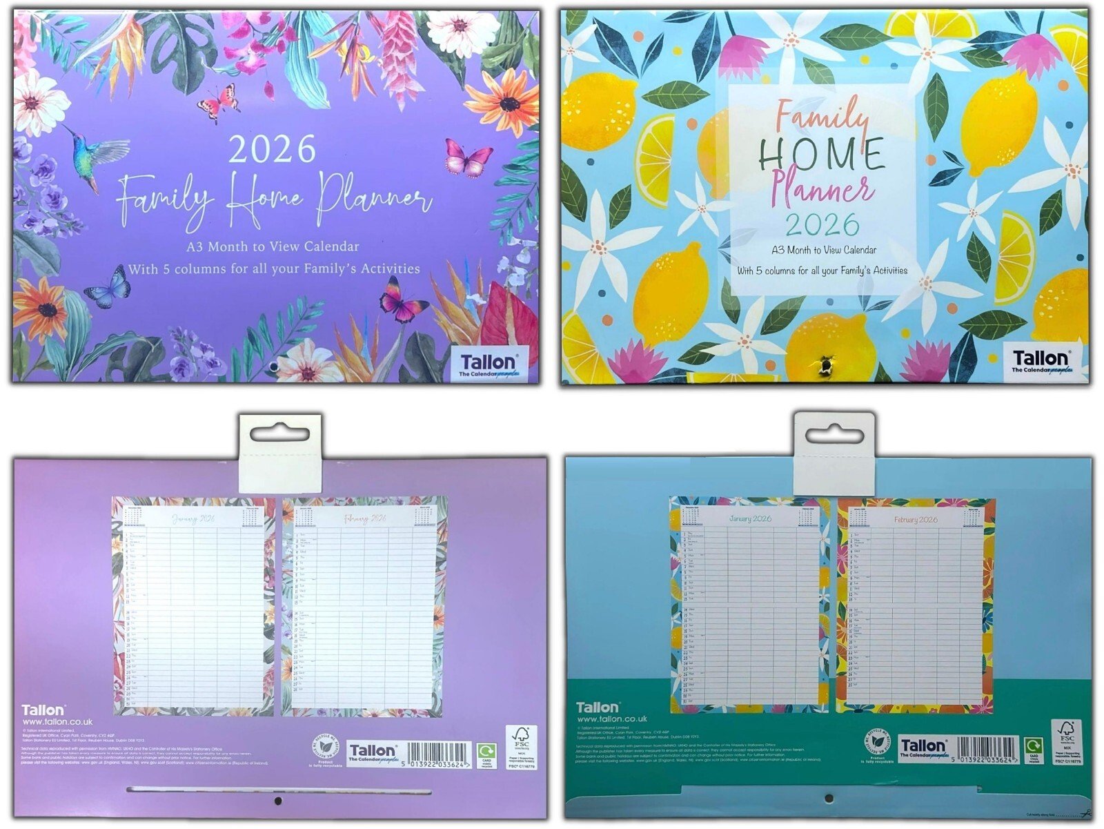 2026 Calendar Wall Monthly Planner Staff Rota Family Organiser Floral Home Decor