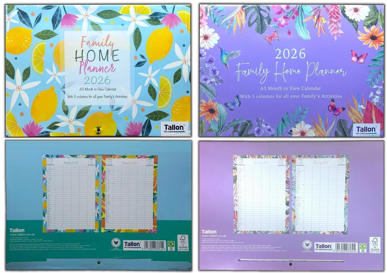 2026 Calendar Wall Monthly Planner Staff Rota Family Organiser Floral Home Decor
