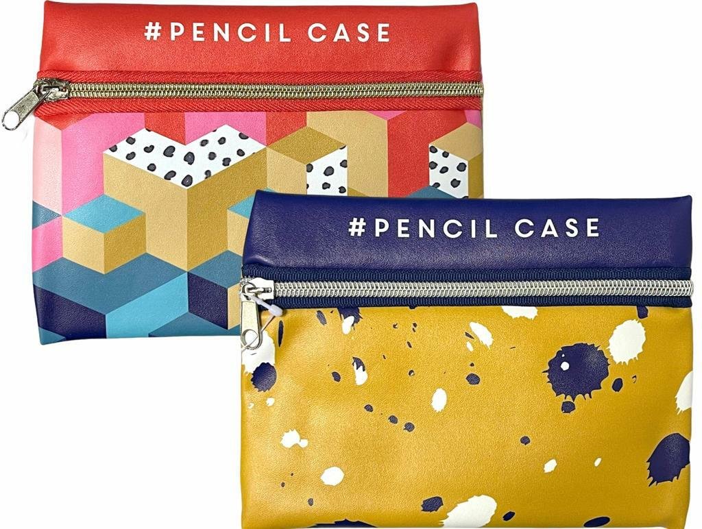 PU Pencil Case Zips Pen Bag Girls Make up Boys Stationery Box Storage Pouch