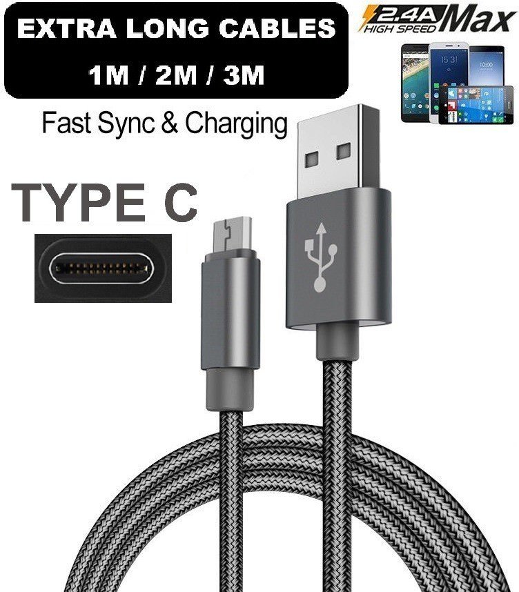 Cable for Samsung Galaxy S9 S10 PLUS Extra Long USB Type C 3.1 Fast Data Charger