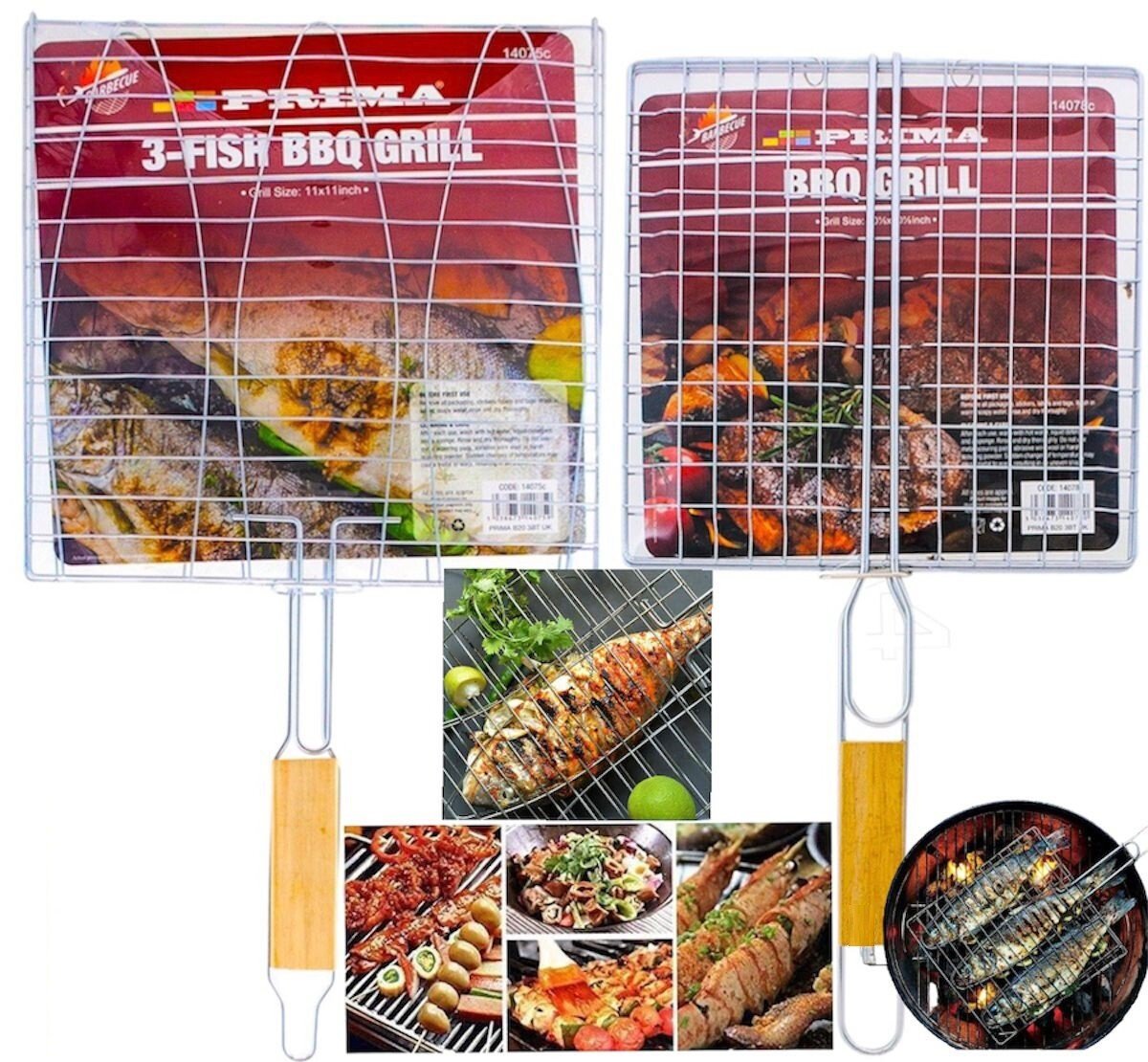 Barbecue Grilling Basket Grill BBQ Net Steak Meat Fish Veg Mesh Holder Tools UK