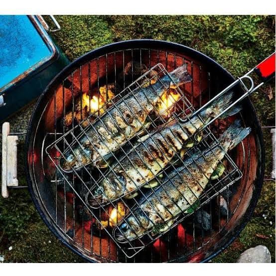 Barbecue Grilling Basket Grill BBQ Net Steak Meat Fish Veg Mesh Holder Tools UK