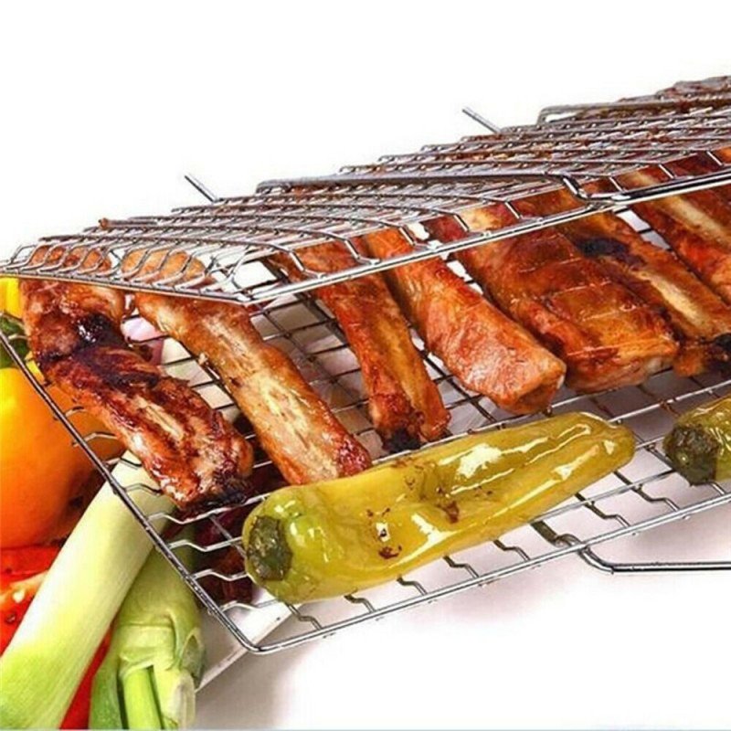 Barbecue Grilling Basket Grill BBQ Net Steak Meat Fish Veg Mesh Holder Tools UK