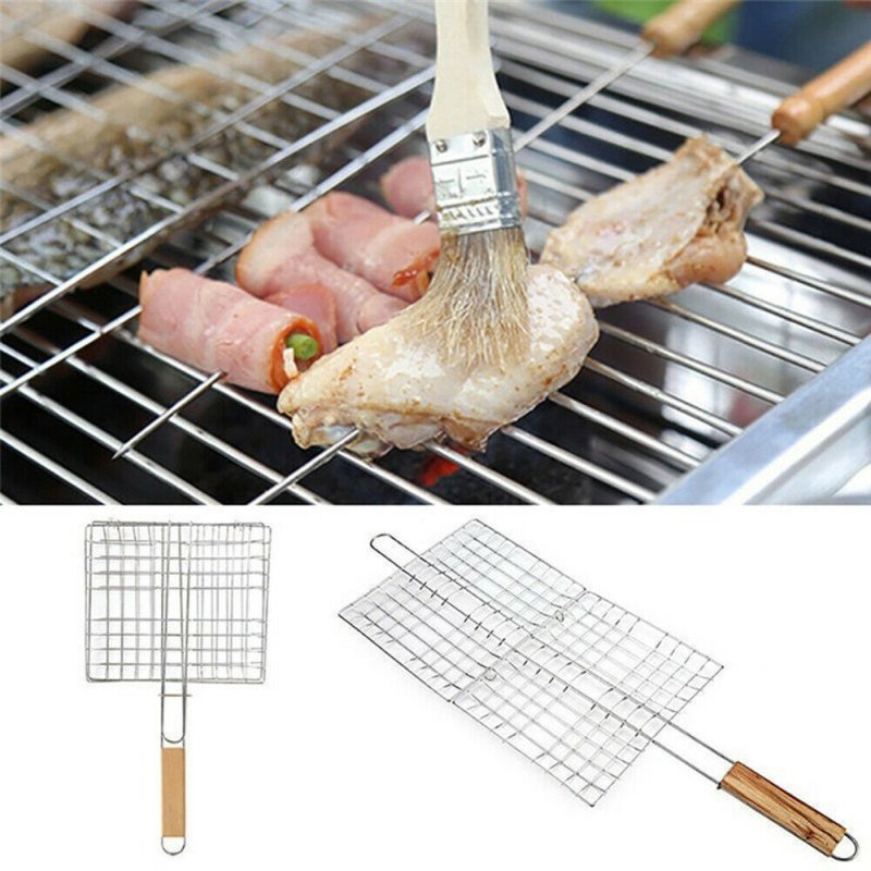 Barbecue Grilling Basket Grill BBQ Net Steak Meat Fish Veg Mesh Holder Tools UK