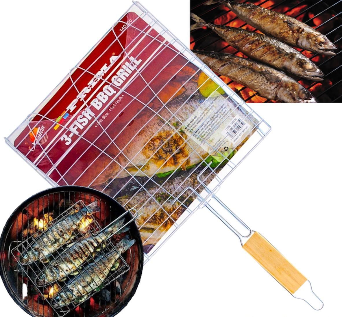 Barbecue Grilling Basket Grill BBQ Net Steak Meat Fish Veg Mesh Holder Tools UK