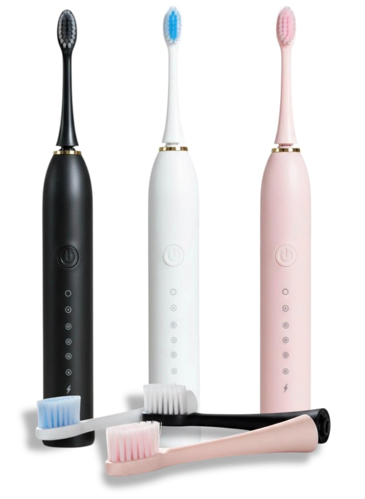 Sonic Electric Toothbrush USB Rechargeable Adult IPX-7 Waterproof With 4 Heads