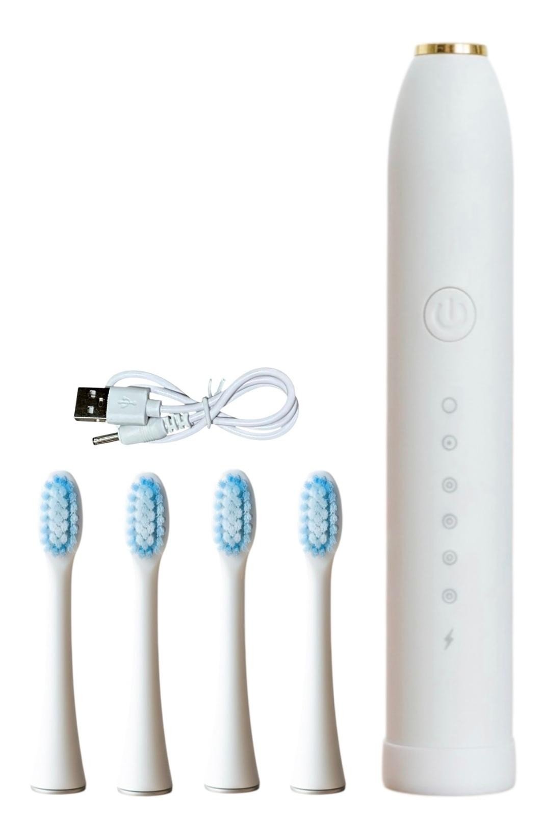 Sonic Electric Toothbrush USB Rechargeable Adult IPX-7 Waterproof With 4 Heads