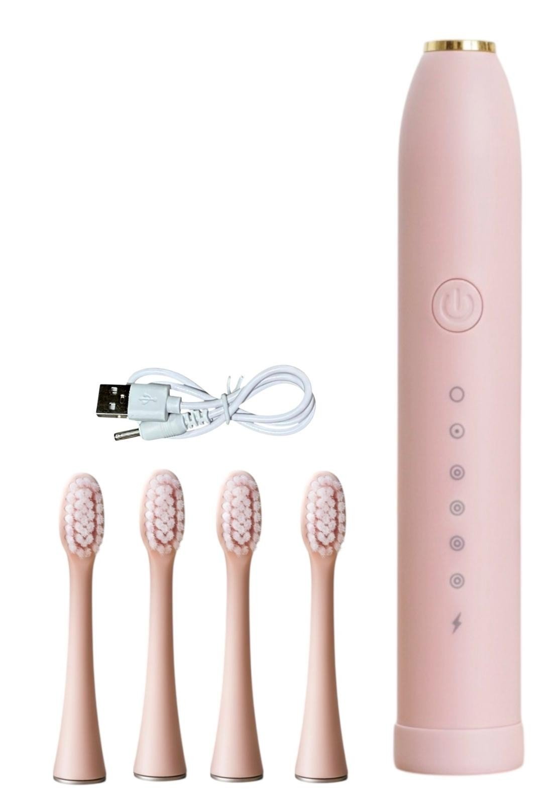 Sonic Electric Toothbrush USB Rechargeable Adult IPX-7 Waterproof With 4 Heads