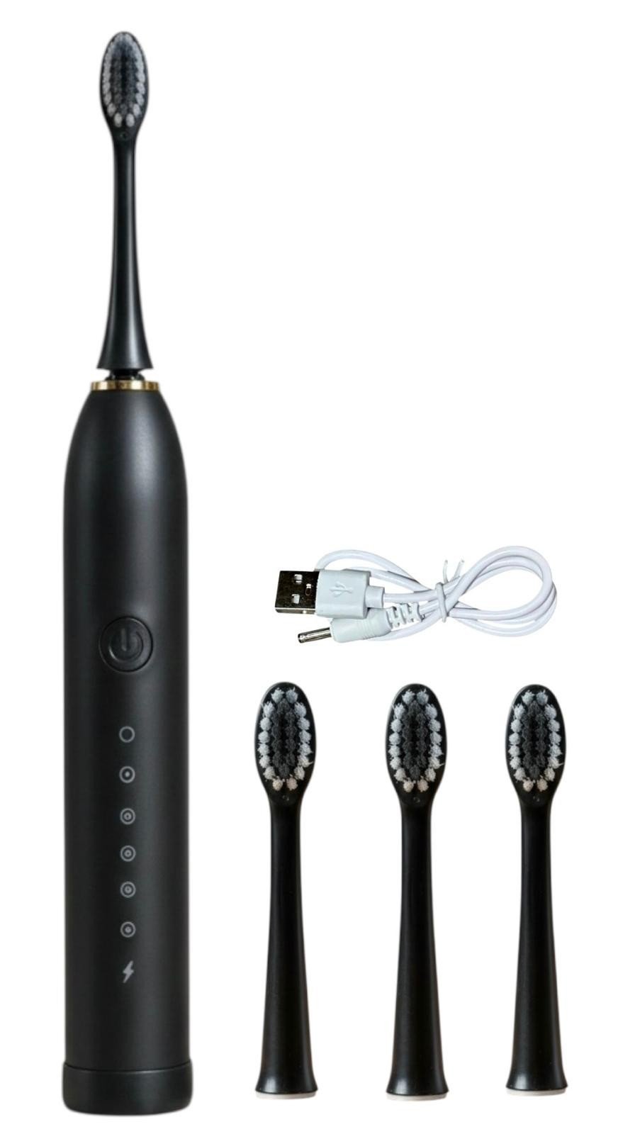 Sonic Electric Toothbrush USB Rechargeable Adult IPX-7 Waterproof With 4 Heads