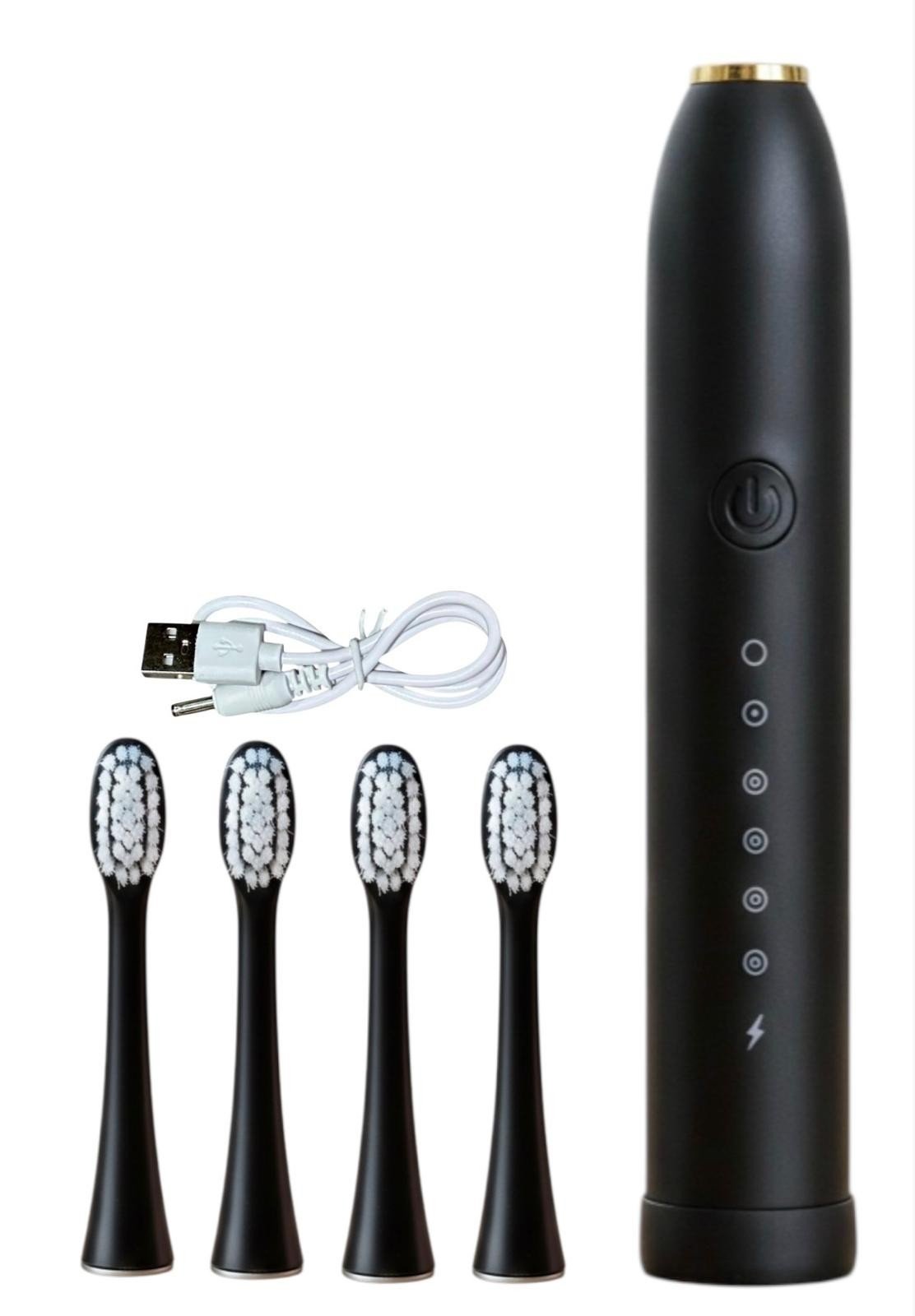 Sonic Electric Toothbrush USB Rechargeable Adult IPX-7 Waterproof With 4 Heads