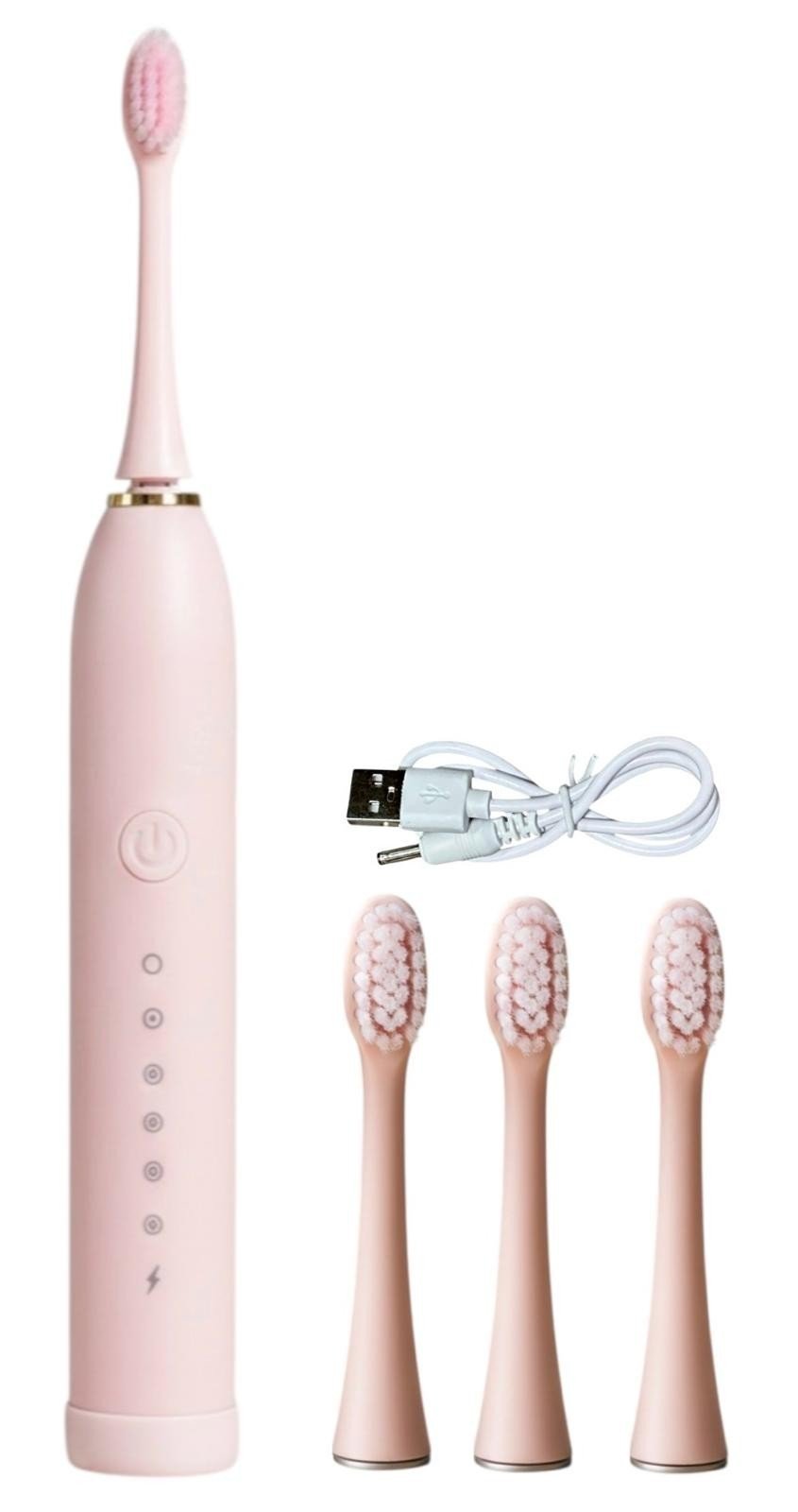 Sonic Electric Toothbrush USB Rechargeable Adult IPX-7 Waterproof With 4 Heads