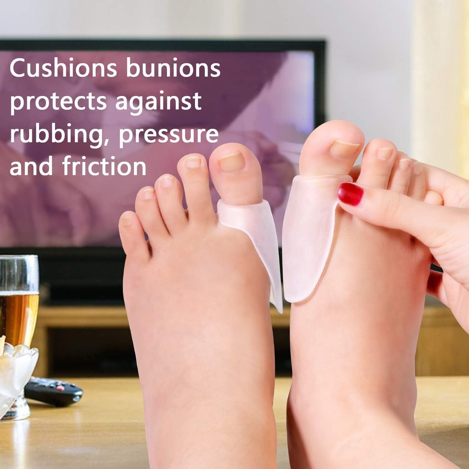 2 Silicone Gel Bunion Toe Protector Straightener Corrector Spreader Splint Pads