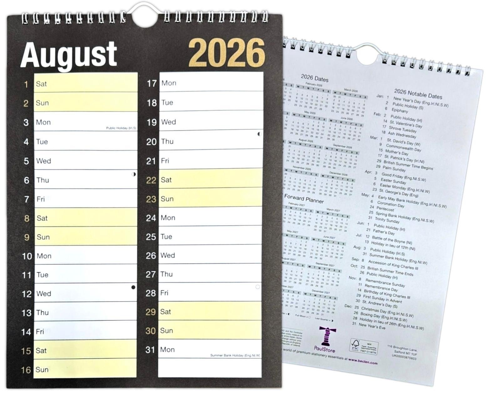 2026 LARGE MONTH TO VIEW PLANNER QUALITY CALENDER WALL HANGING PLANNER