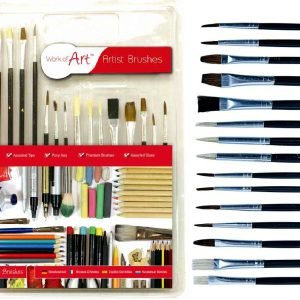 15PC ARTISTS PAINT BRUSHES FLAT Small-Large Detail Craft Art Brush Painting Set