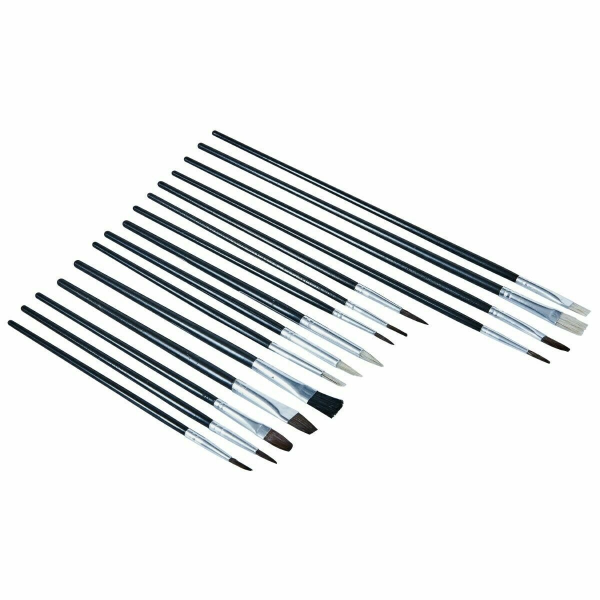 15PC ARTISTS PAINT BRUSHES FLAT Small-Large Detail Craft Art Brush Painting Set
