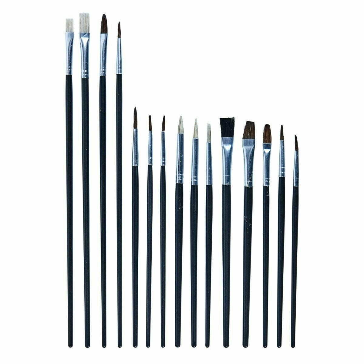 15PC ARTISTS PAINT BRUSHES FLAT Small-Large Detail Craft Art Brush Painting Set