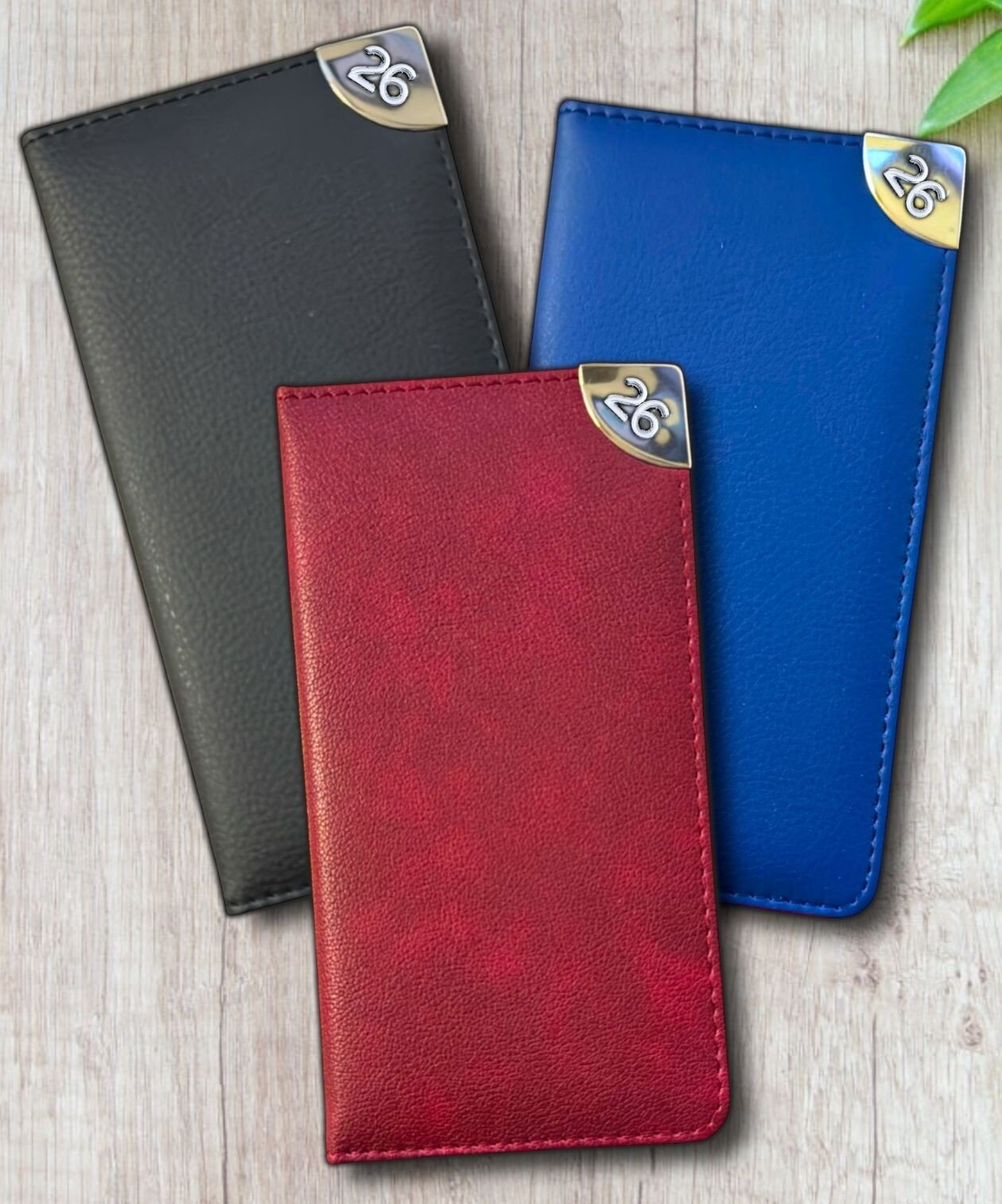 2026 Slim Diary Stitched Leather Soft Week To View Notes Dates Calendar Planner