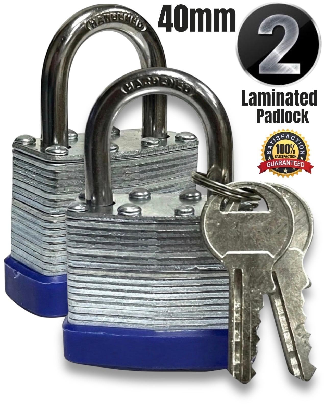 2 PK Heavy Duty Weatherproof Padlock Outdoor Security Iron Lock Shed Safety 2Key