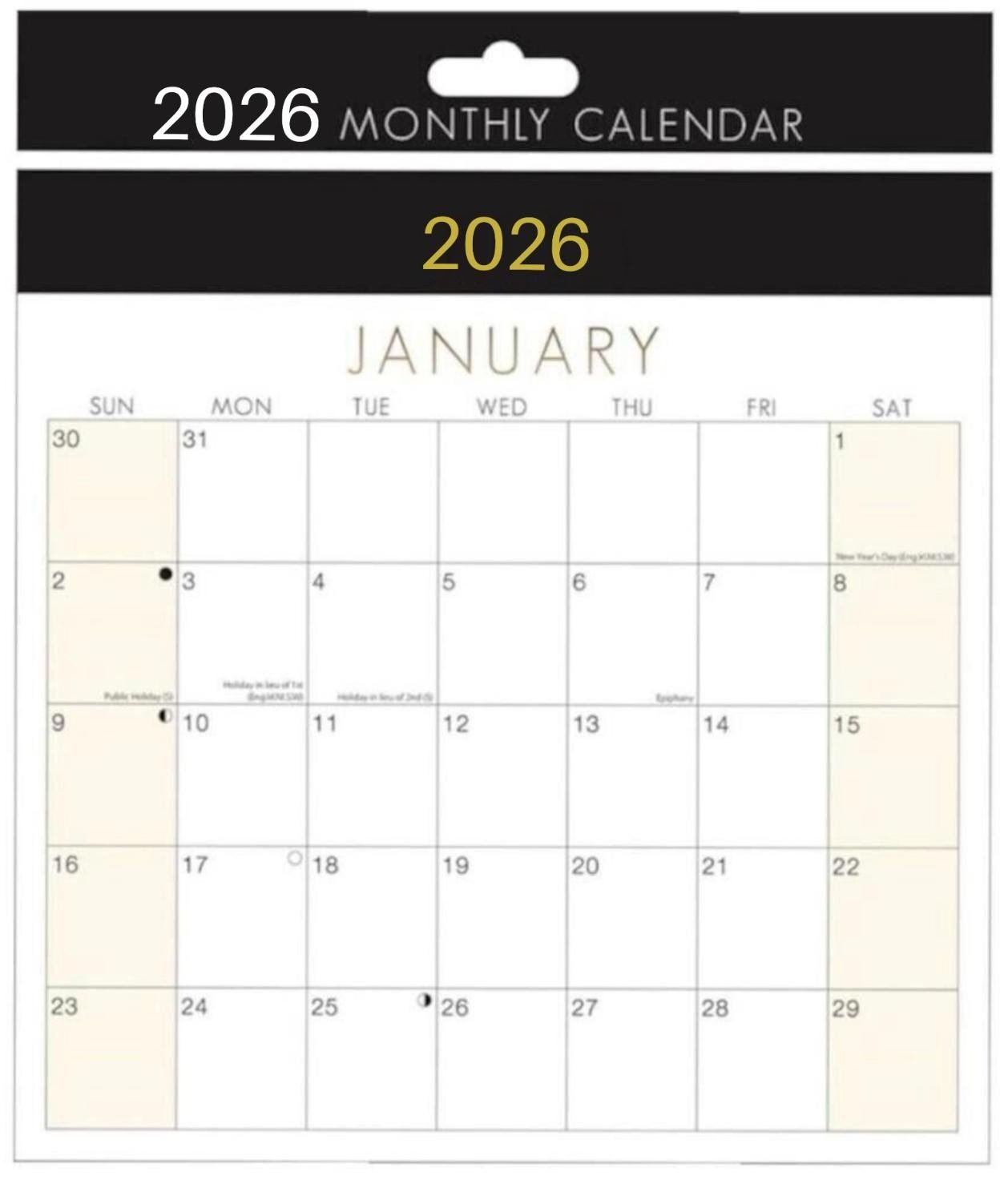 2026 MONTH TO VIEW MEDIUM PLANNER QUALITY CALENDER WALL RIBBON HANGING PLANNER