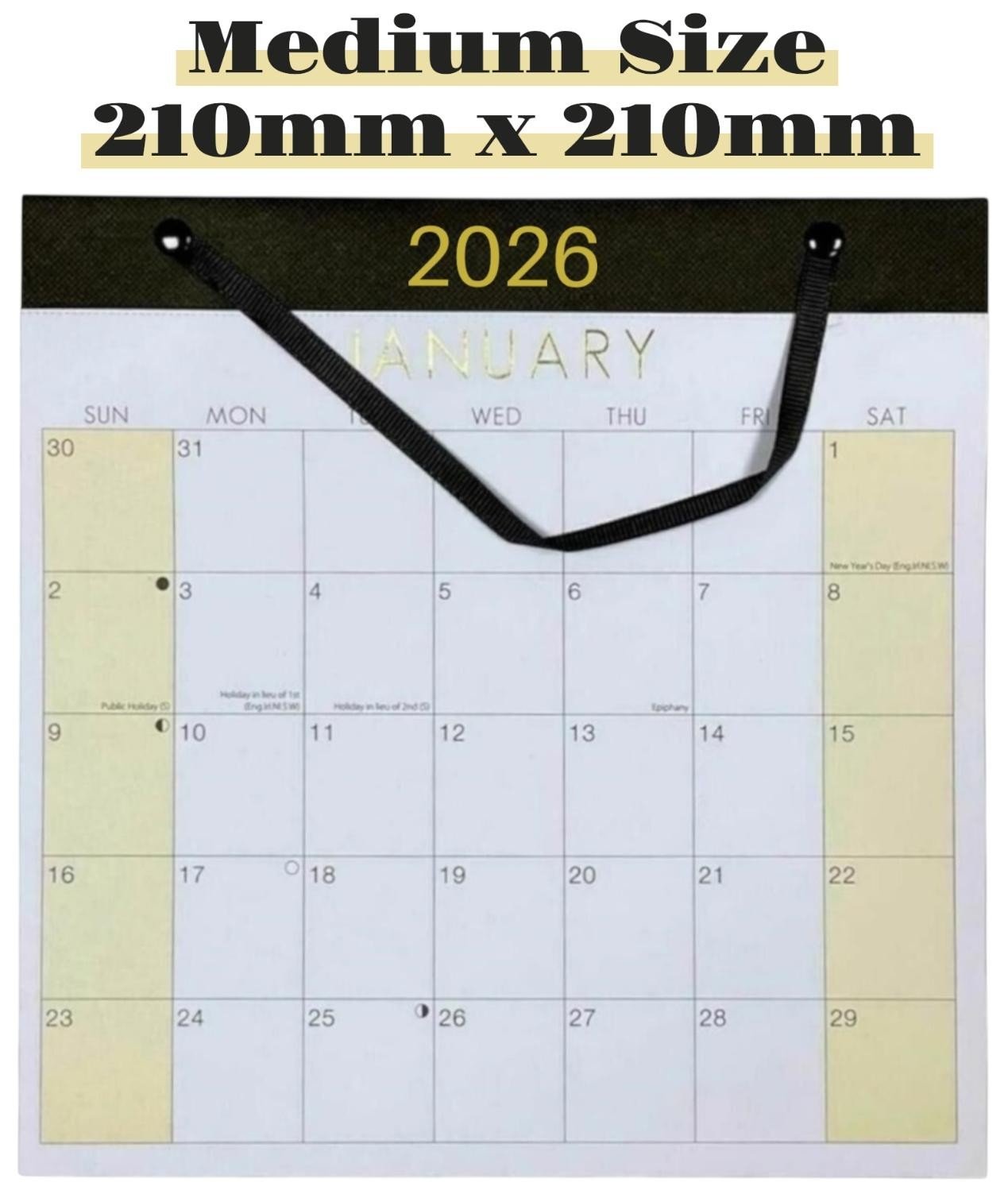 2026 MONTH TO VIEW MEDIUM PLANNER QUALITY CALENDER WALL RIBBON HANGING PLANNER