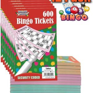 12Pcs Jumbo Bingo Book Pad 600 Games Coded Tickets 6 to View Various Colours