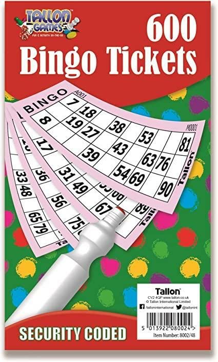 12Pcs Jumbo Bingo Book Pad 600 Games Coded Tickets 6 to View Various Colours