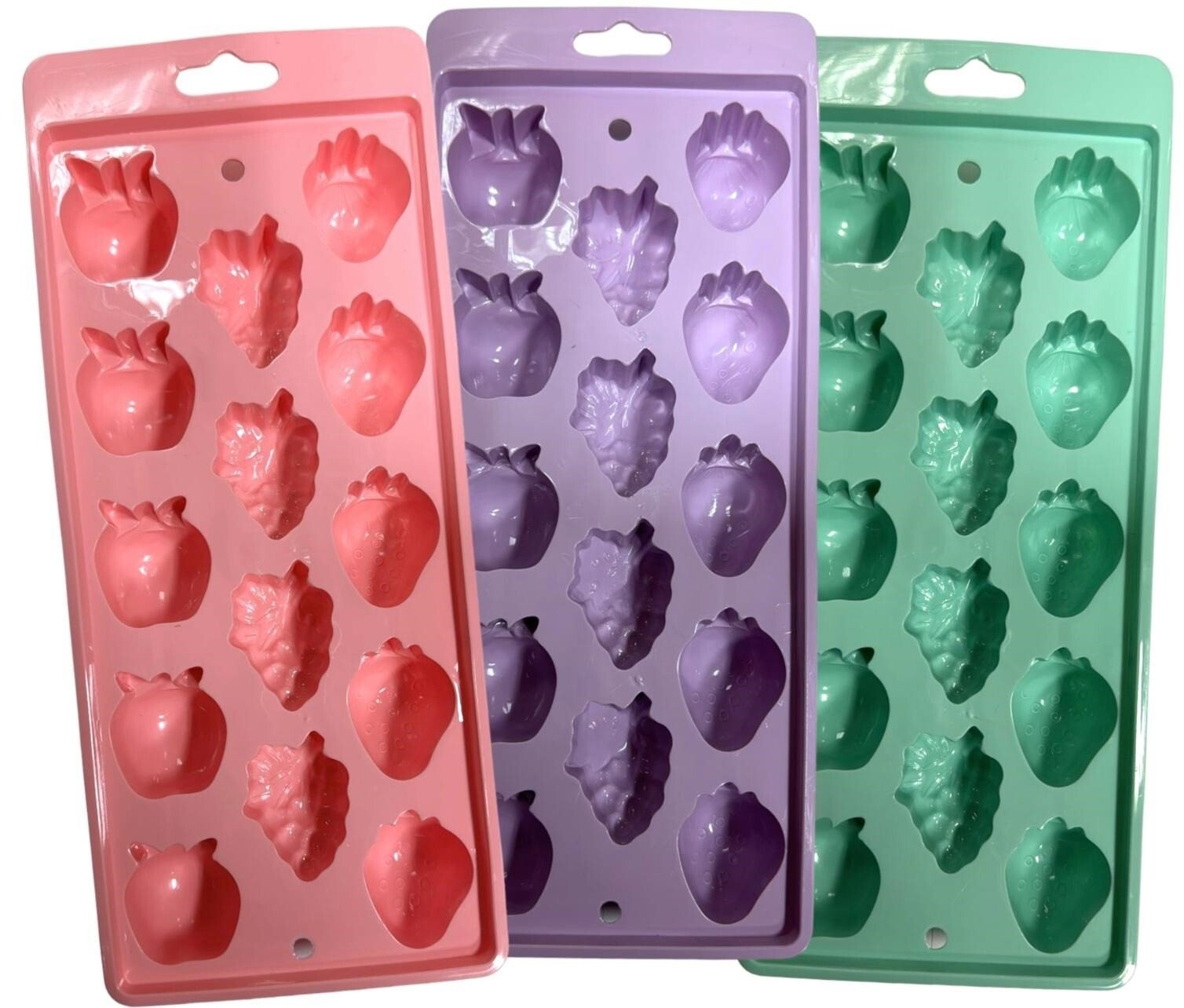 3 Pack Ice Tray Cube Fruit Shape Mould Easy Pop Out Flexible Plastic Tray Maker