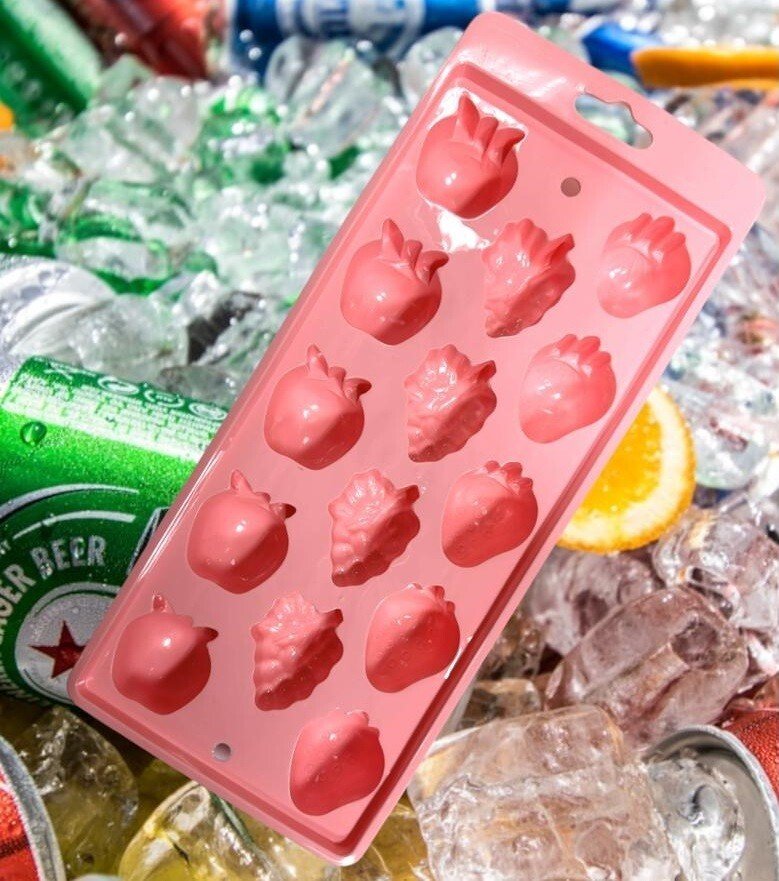 3 Pack Ice Tray Cube Fruit Shape Mould Easy Pop Out Flexible Plastic Tray Maker